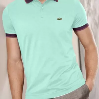 Tipped Polo Shirts for Men – Aqua and Black