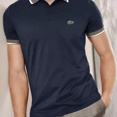 Tipped Polo Shirts for Men – Navy Blue And Grey