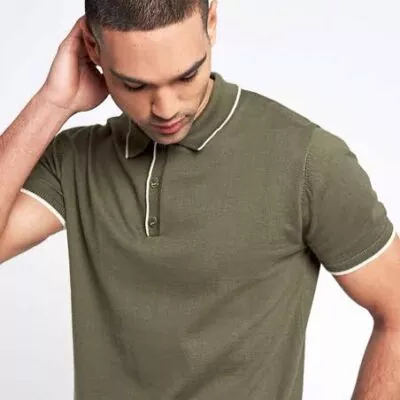Polo Shirts for Men – Olive Green and White tipped
