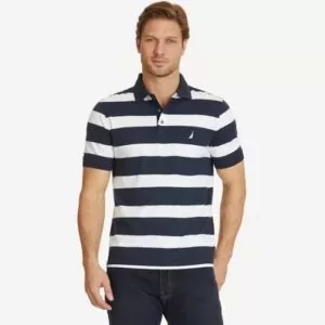 Men’s Stripped Polo Shirt –  Cotton – Black and White
