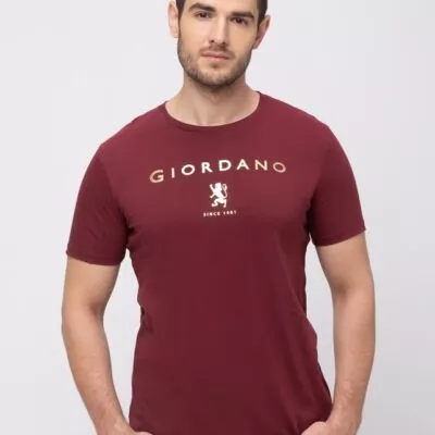 Giordano T Shirt Crew Neck For Men – Maroon