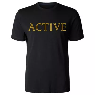 Active Branded Crew Neck T-shirts for Men – Black