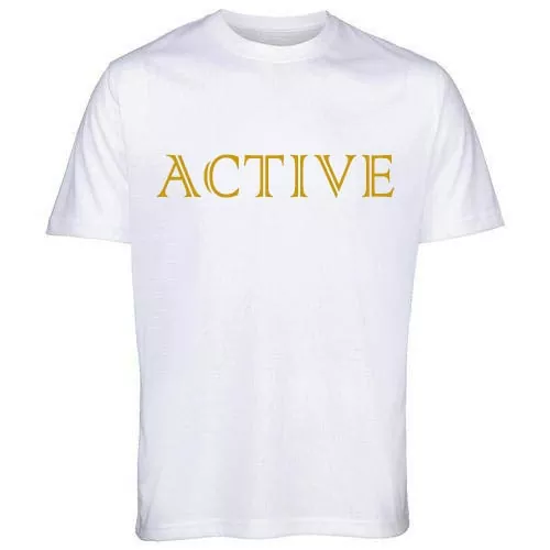 Active Branded Crew Neck T-shirts for Men – White