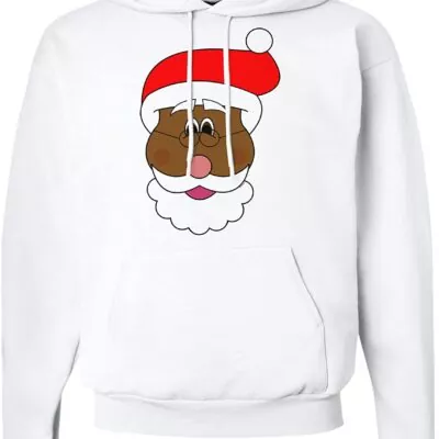 Santa Printed White Fleece Hoodie for Boys and Girls