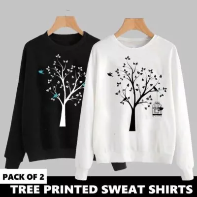 Pack of 2 Tree Printed Sweatshirts for Girls