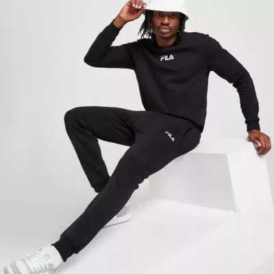 Fila Black Tracksuit for Men Sweatshirt and Trouser – Fleece