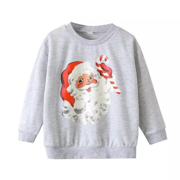 Grey Santa Printed Sweatshirts for Girls and Boys