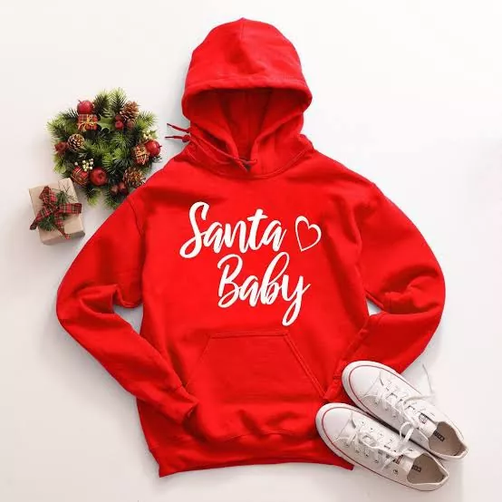Santa Baby Hoodie for Girls – Fleece Red